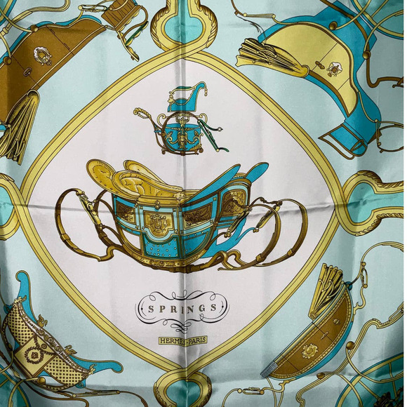 Hermes “Springs” 100% Silk Twill Scarf by Philippe Ledoux 90cm Square NWT/BOX - Picture 3 of 16